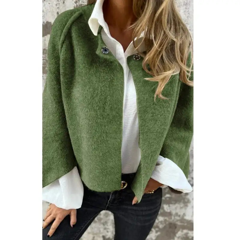 Cropped Open Front Cardigan - Long Sleeve
