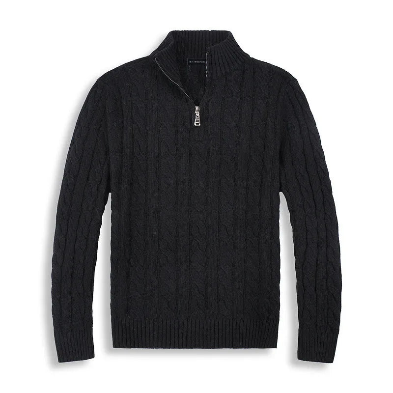 Short Zip Cable Knit Jumper - Classic Fit Pullover