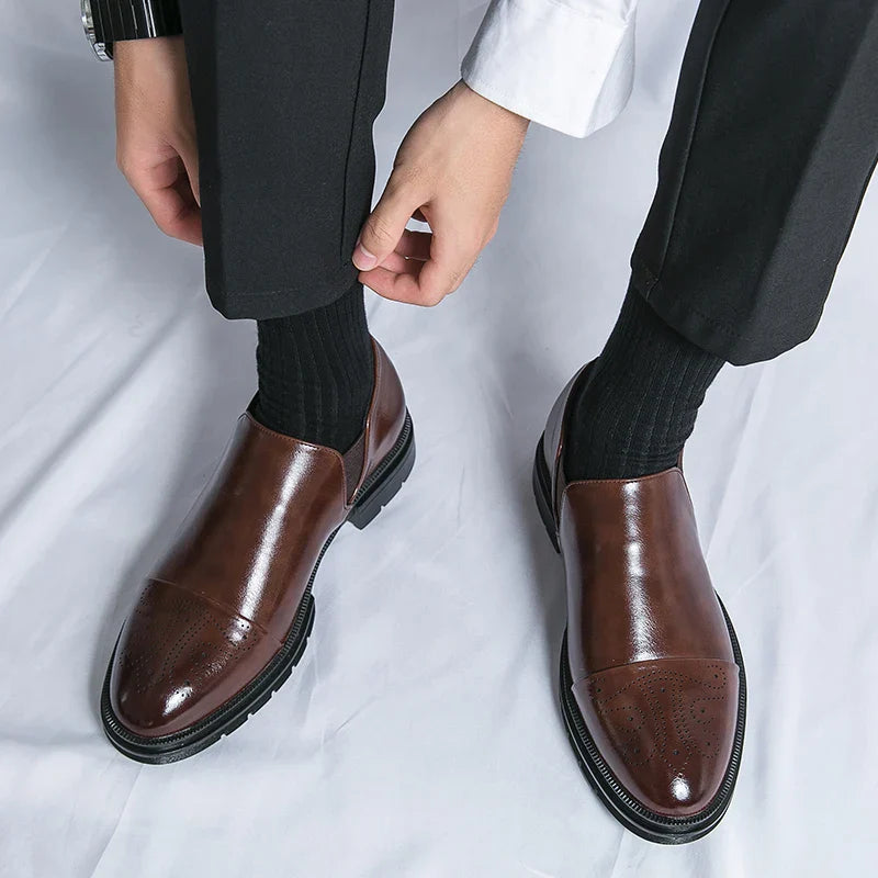 Slip On Dress Shoes - Classic Formal Cap Toe Design