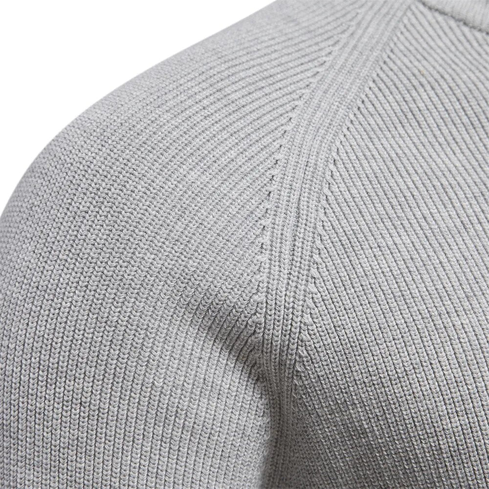 Half Zip Jumper - Rib Knit Stand Collar