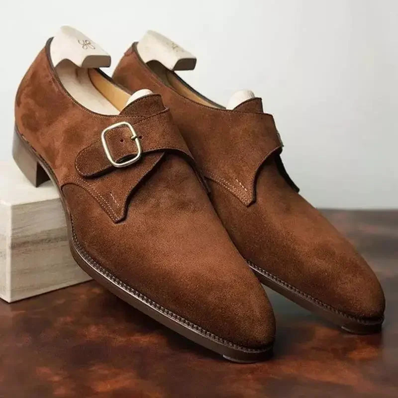 Monk Strap Shoes - Classic Buckle with Low Heel Design