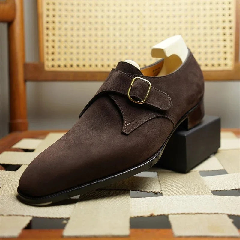 Monk Strap Shoes - Classic Buckle with Low Heel Design