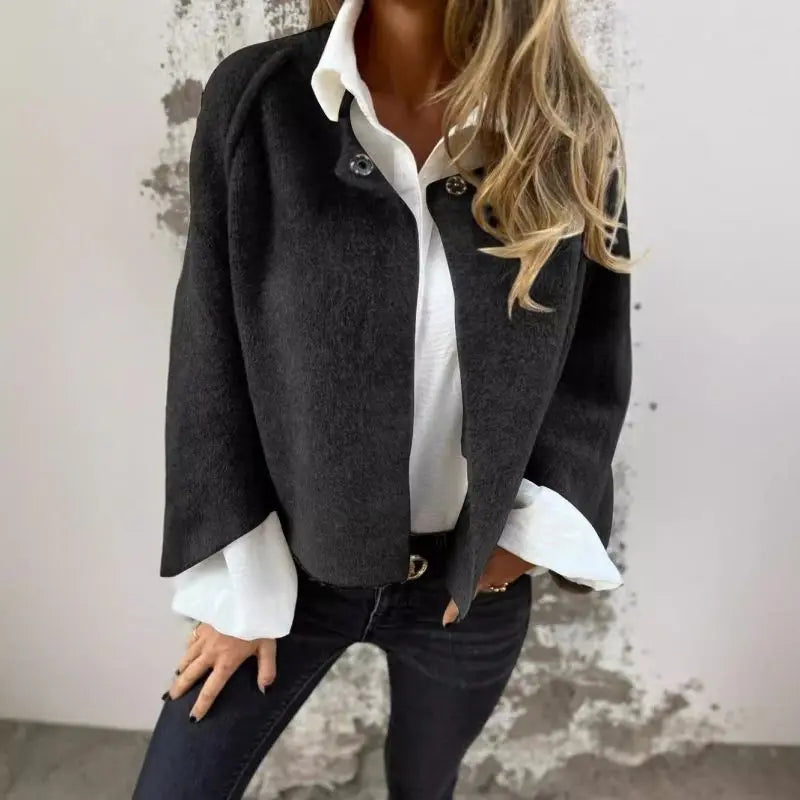 Cropped Open Front Cardigan - Long Sleeve