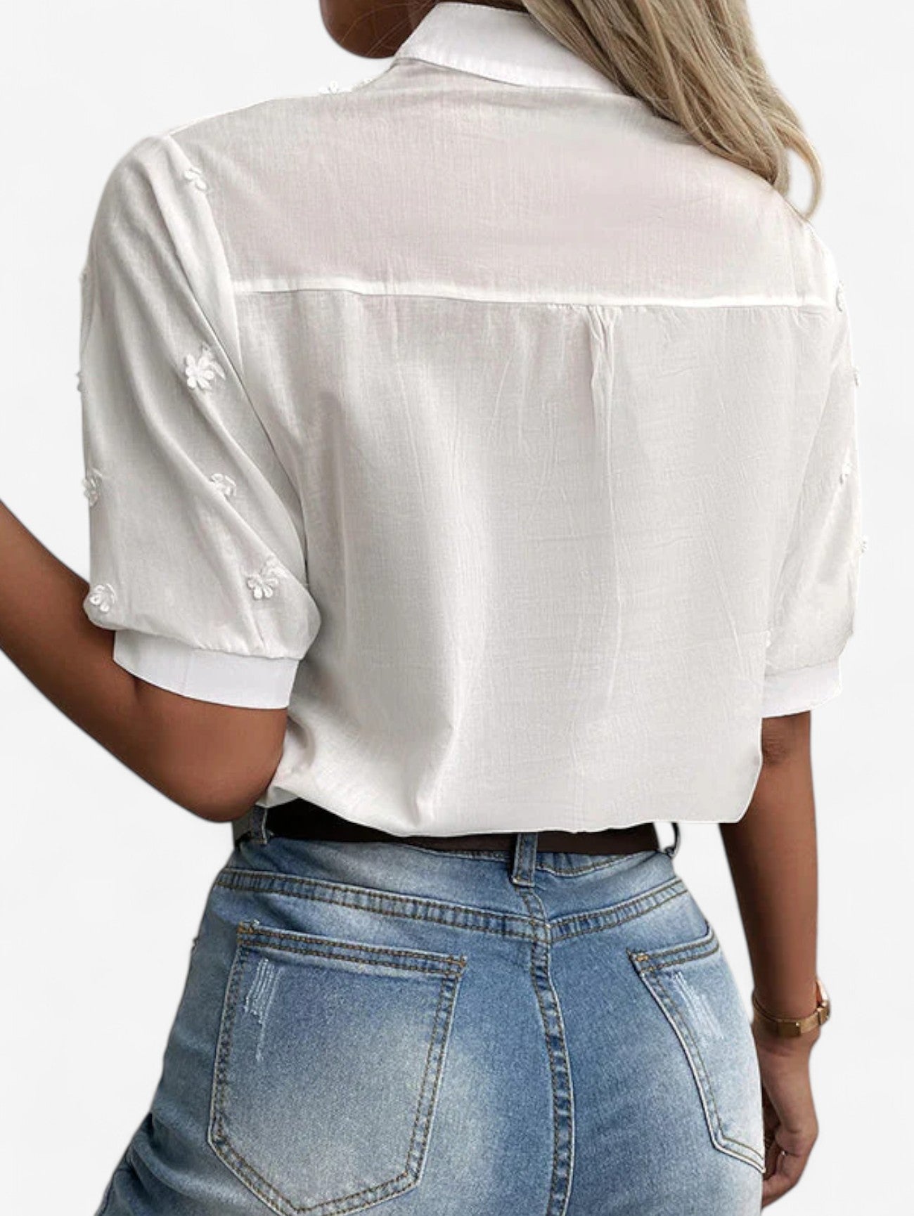 Women’s Embroidered Short Sleeve Blouse Top