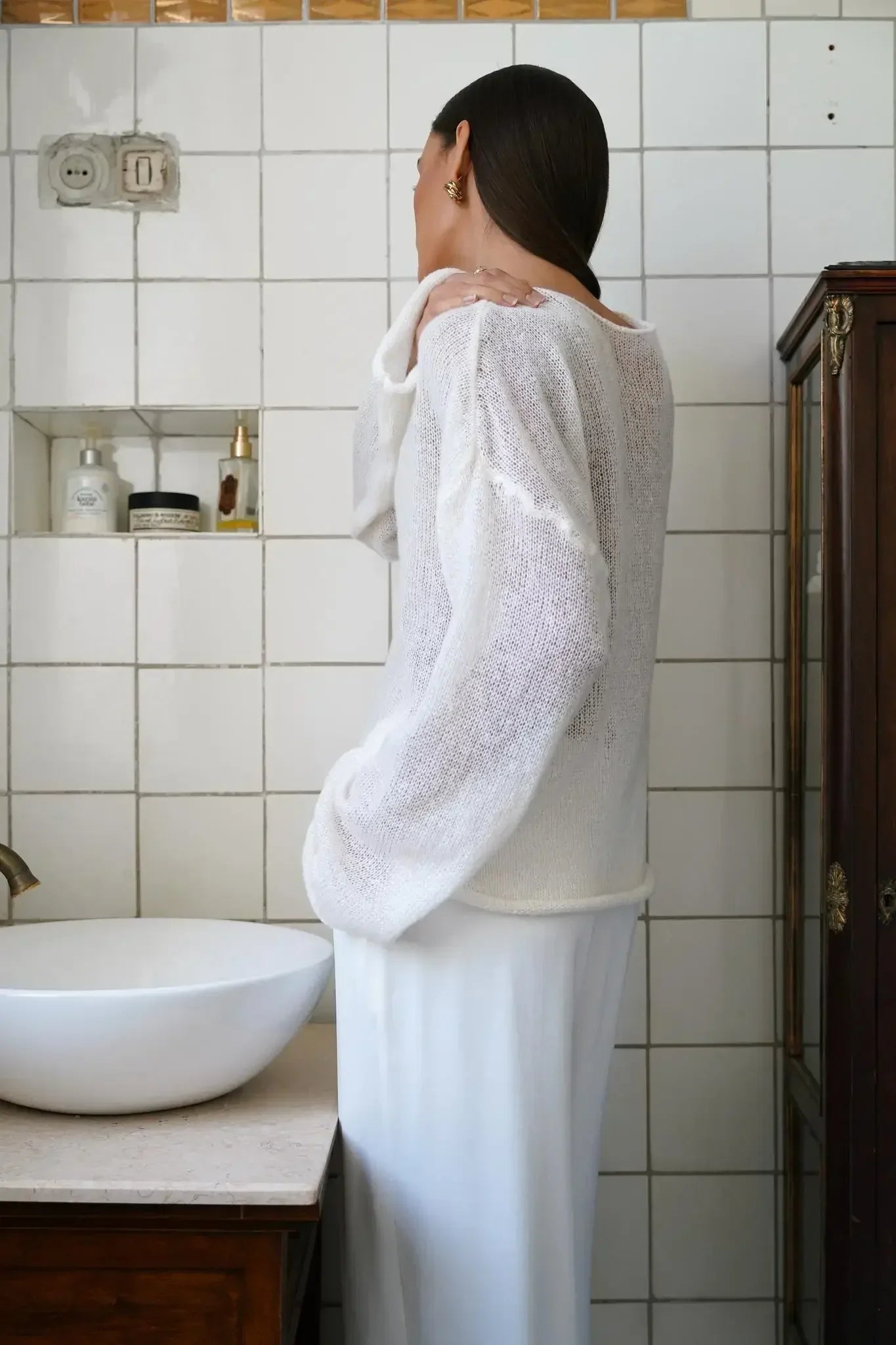 Long Sleeve Knit Top - Sheer Relaxed Fit