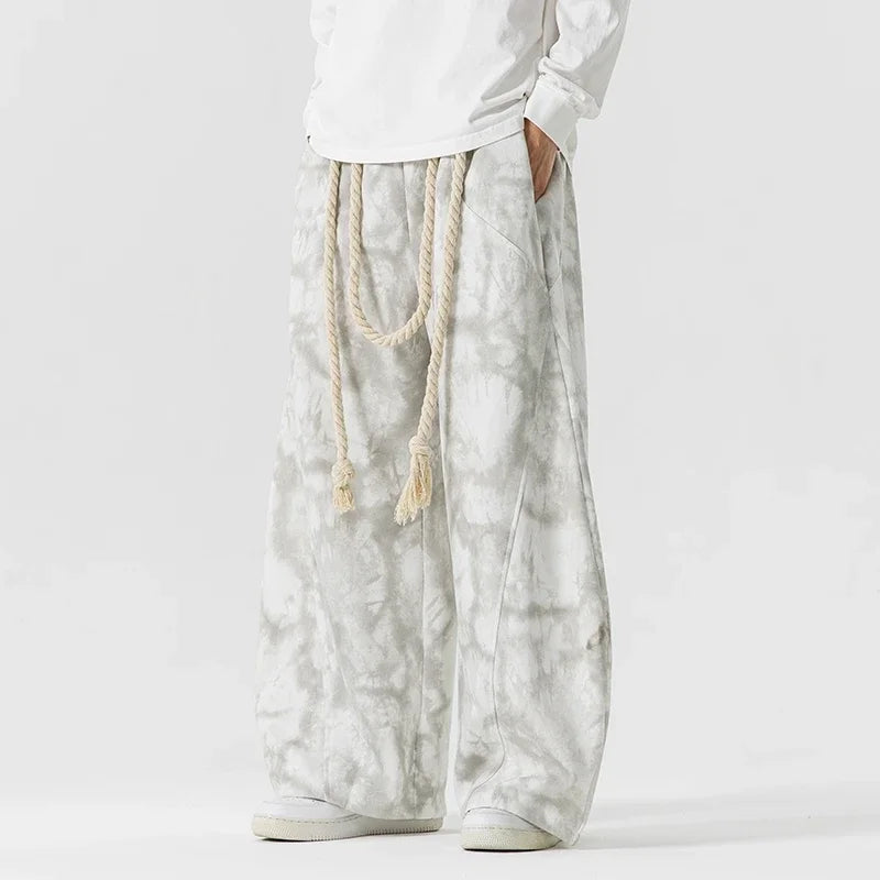 Wide Leg Lounge Trousers - Rope Belt Detail