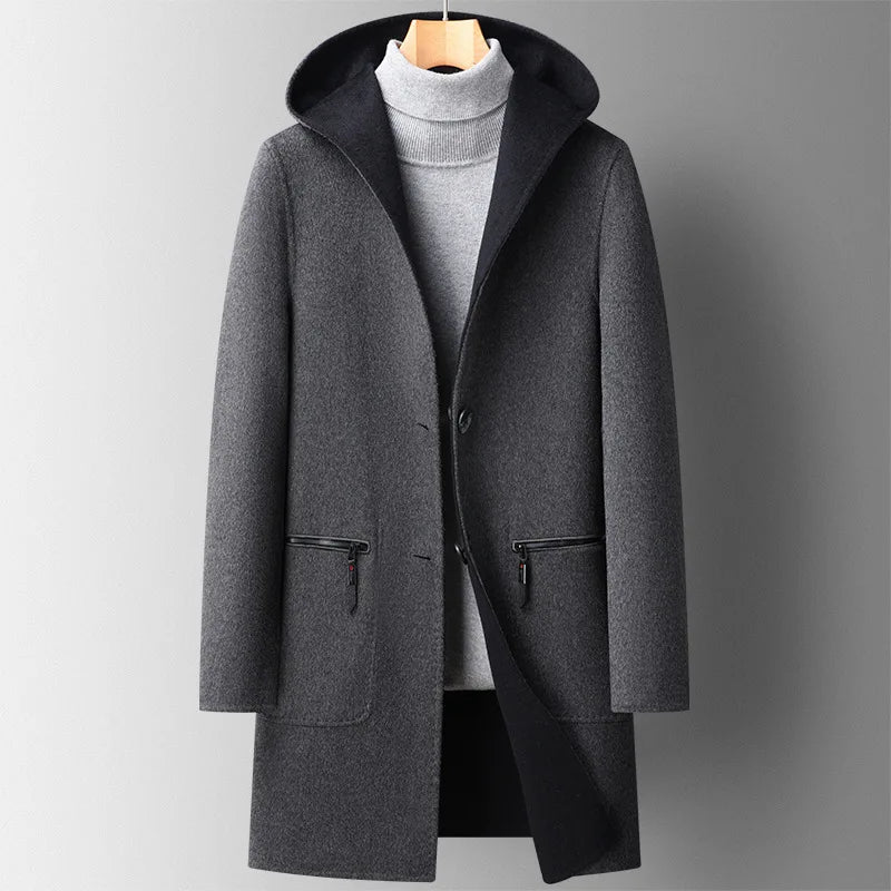 Hooded Overcoat | Long Button Front Style