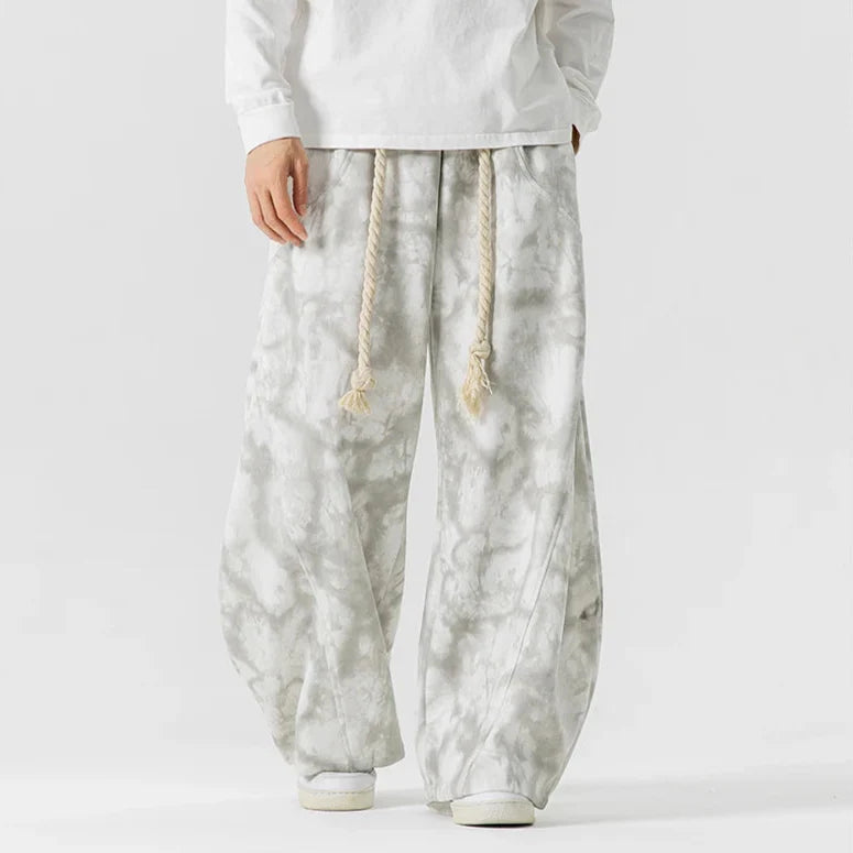 Wide Leg Lounge Trousers - Rope Belt Detail