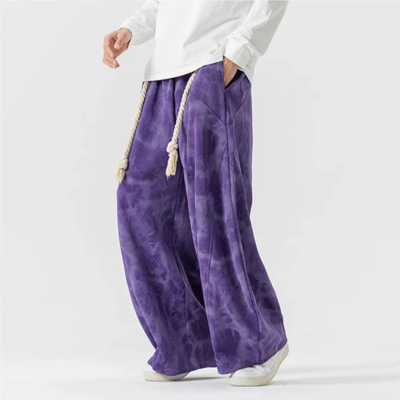 Wide Leg Lounge Trousers - Rope Belt Detail
