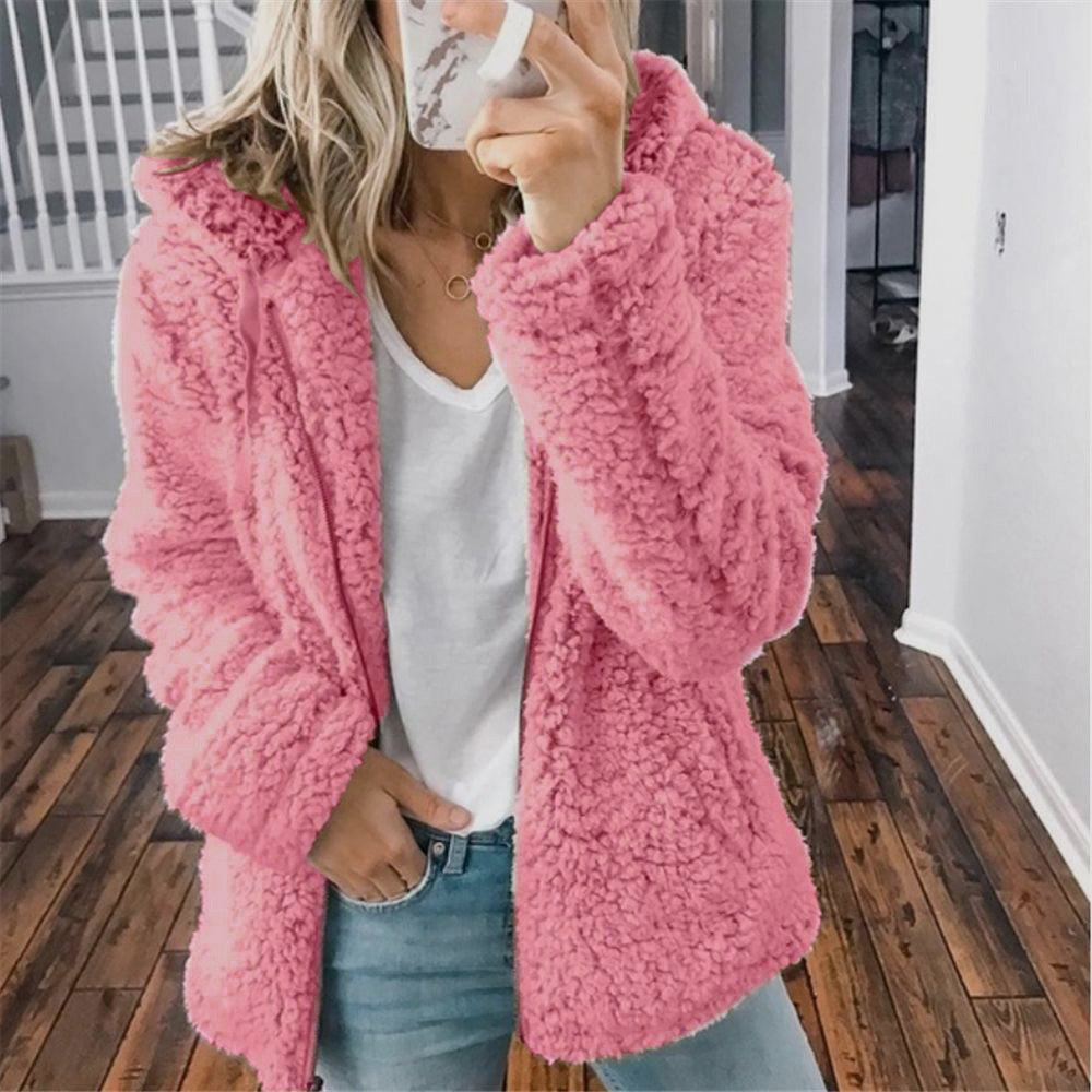 Teddy Hoodie Jacket - Zip Front with Hood