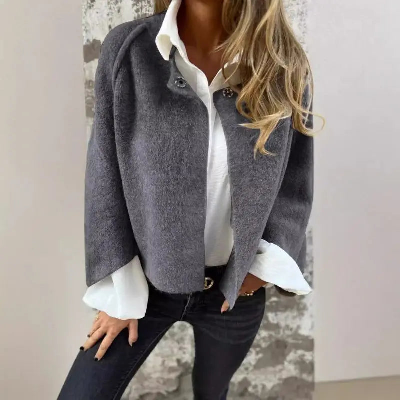Cropped Open Front Cardigan - Long Sleeve