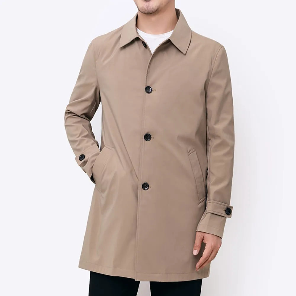 Trench Coat - Mid Length Button Front with Smart Fit
