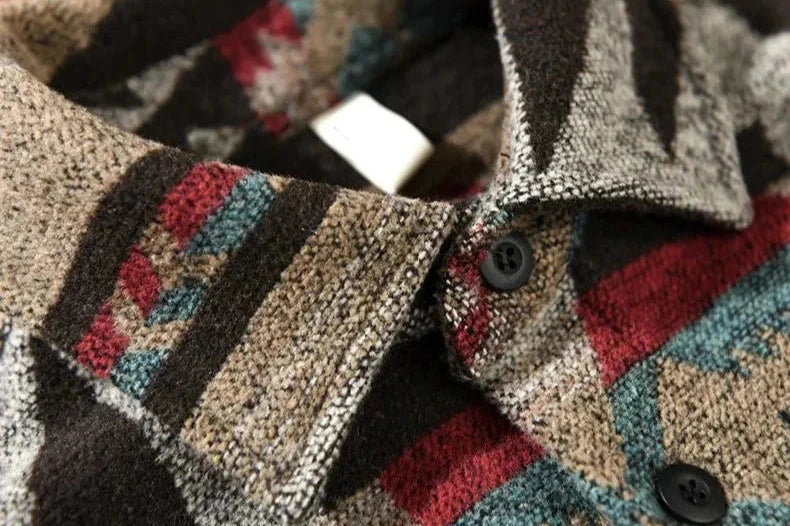 Patterned Overshirt - Relaxed Fit Button Front