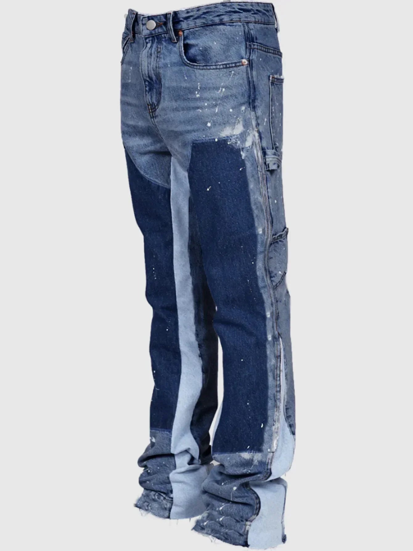 Straight Leg Jeans - Street Style Stacked Hem