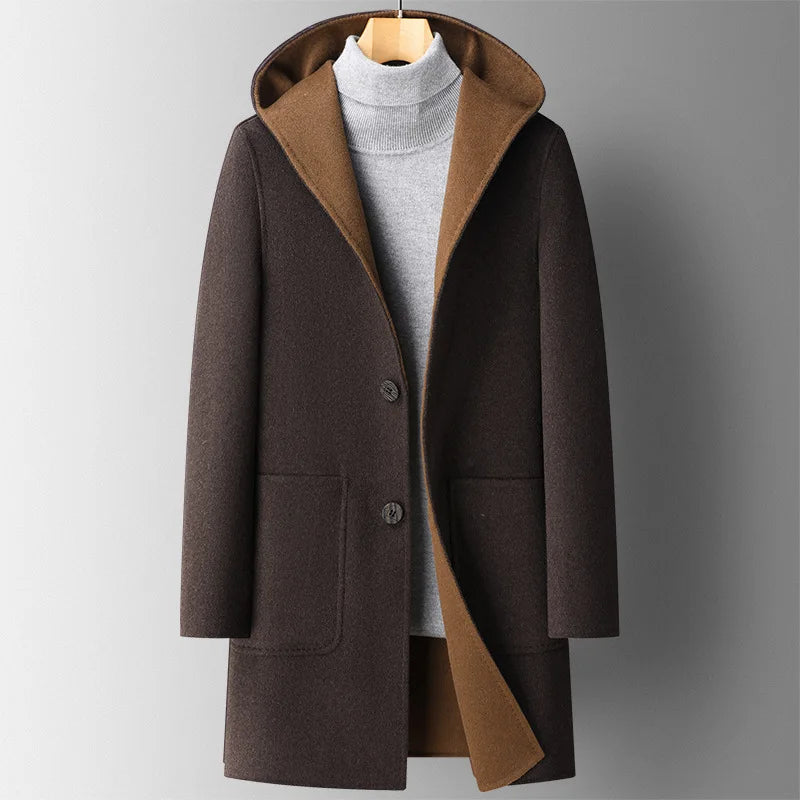 Hooded Overcoat | Long Button Front Style