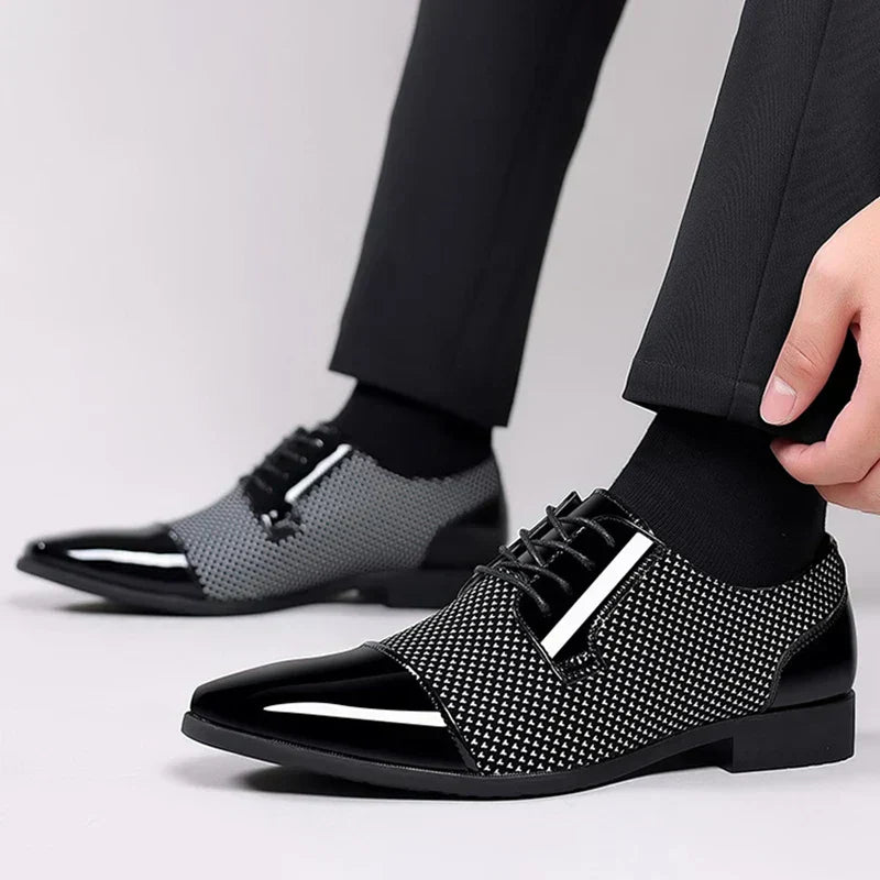 Oxford Dress Shoes - Lace Up with Contrast Texture Detail