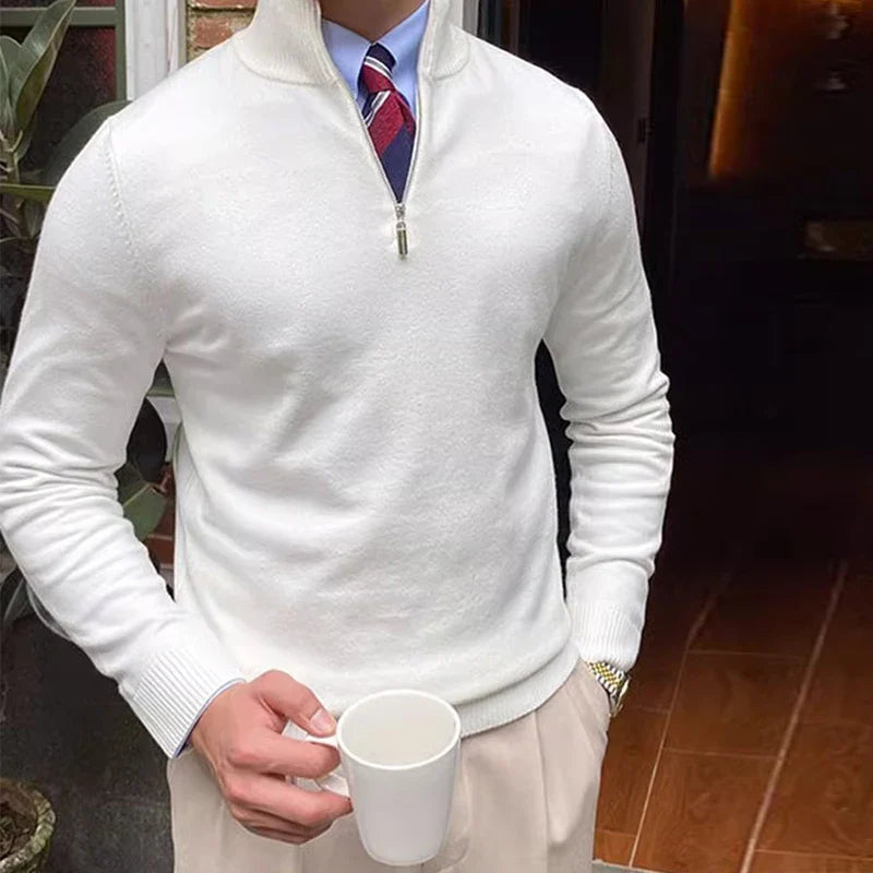 Half Zip Jumper - Slim Fit Knitted Pullover