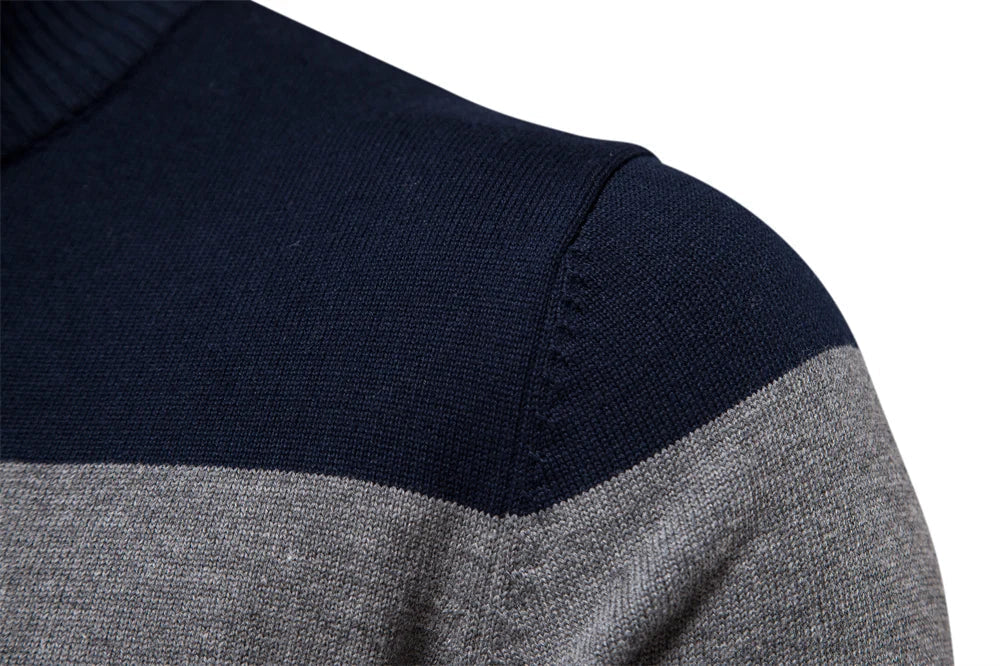 Half Zip Knitted Jumper - Striped Classic Fit Pullover