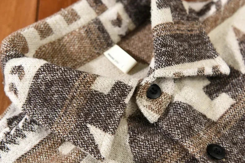 Patterned Overshirt - Relaxed Fit Button Front