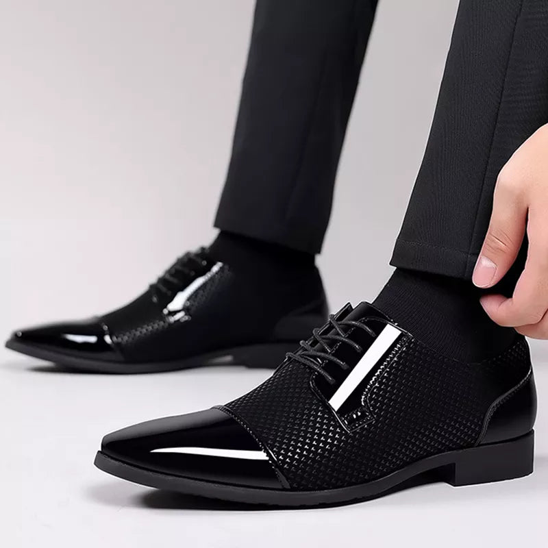 Oxford Dress Shoes - Lace Up with Contrast Texture Detail