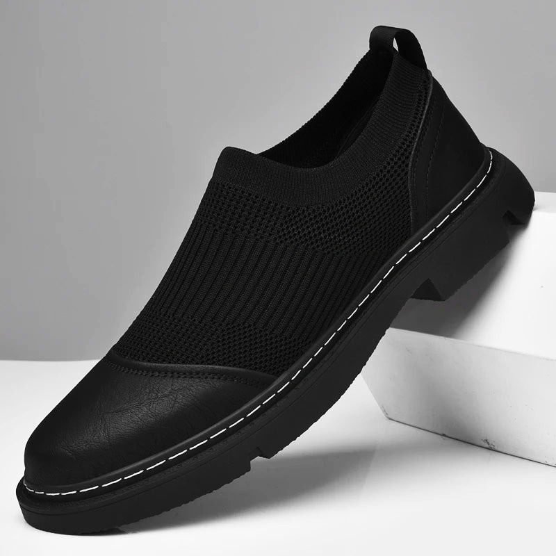 Slip On Trainers | Ribbed Knit Design with Round Toe