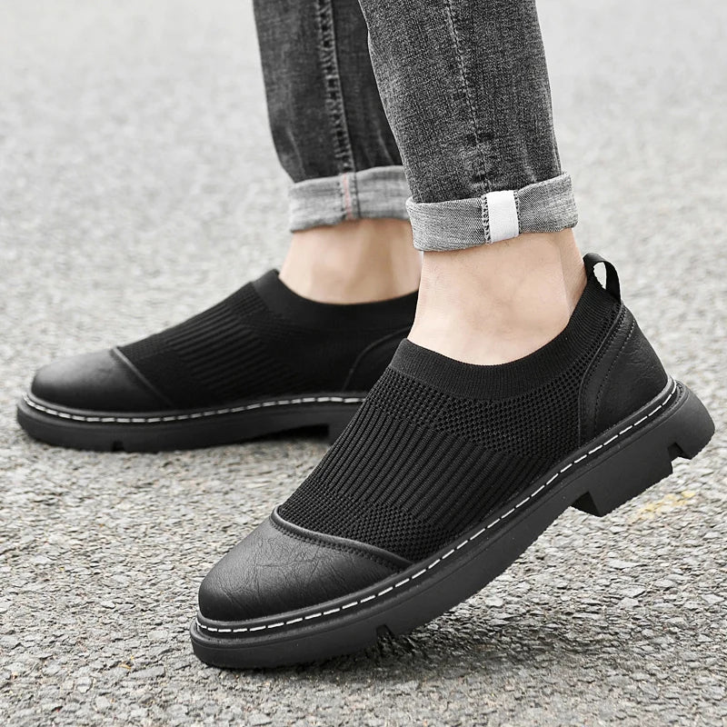Slip On Trainers | Ribbed Knit Design with Round Toe