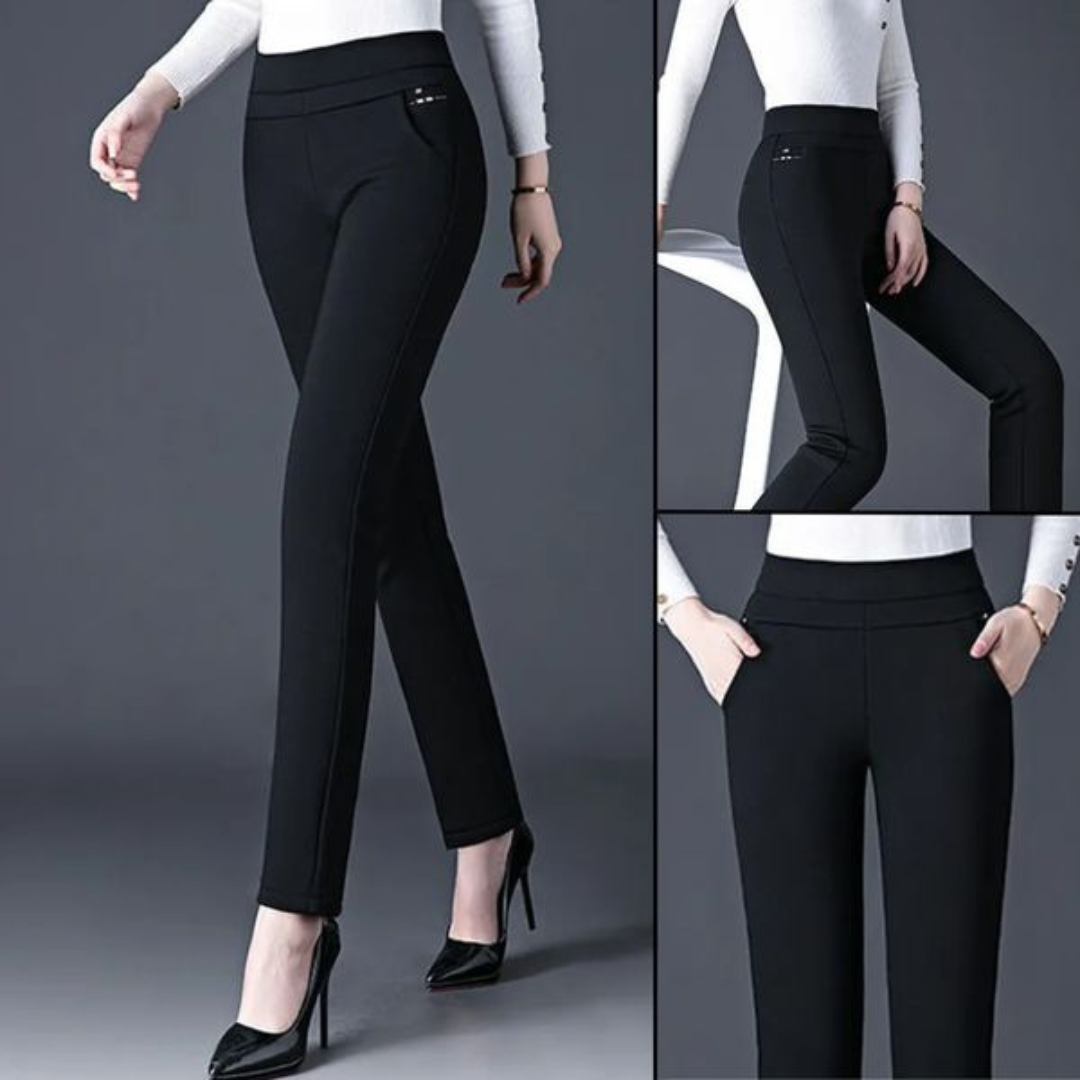 High Waist Tapered Trousers - Slim Fit Work Style
