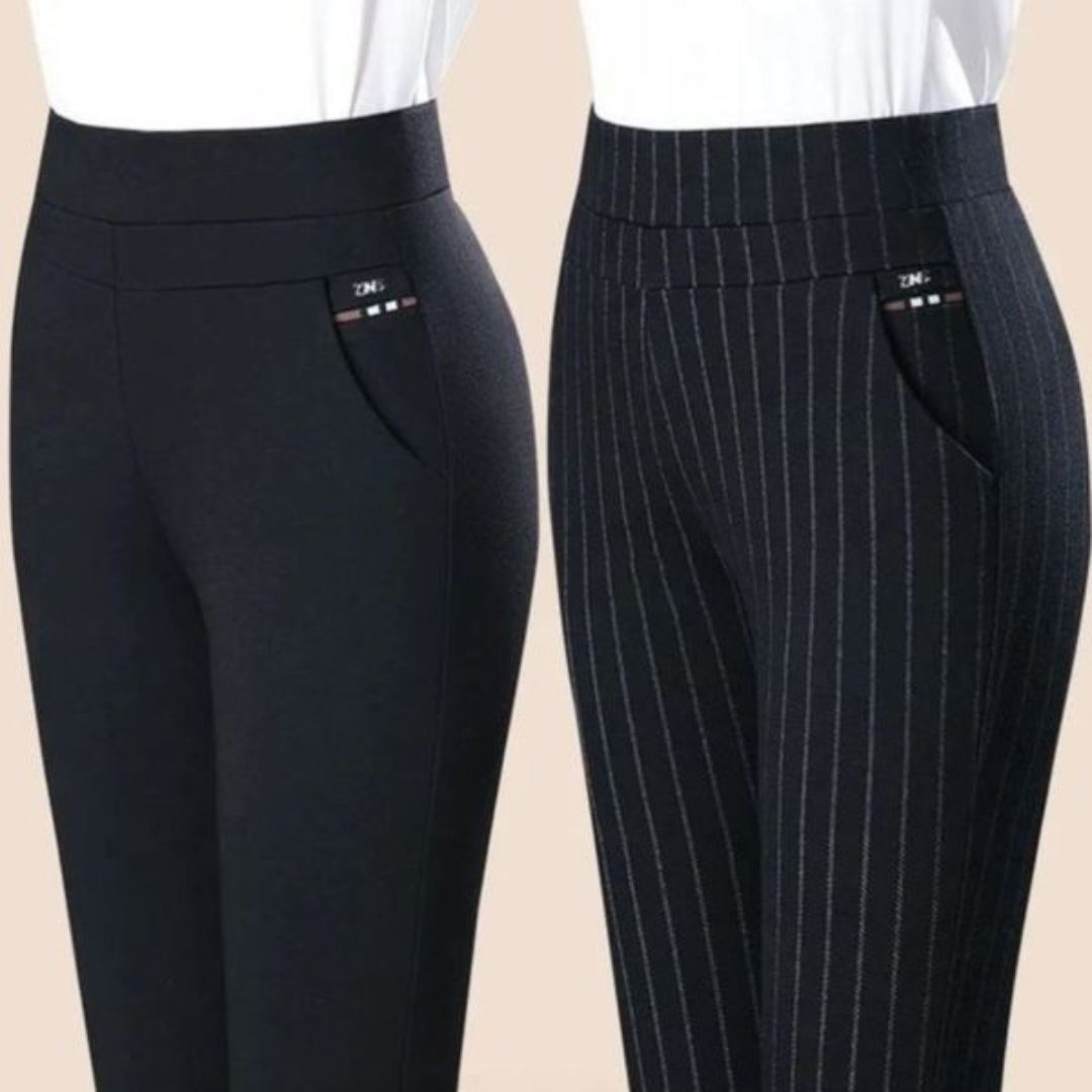 High Waist Tapered Trousers - Slim Fit Work Style