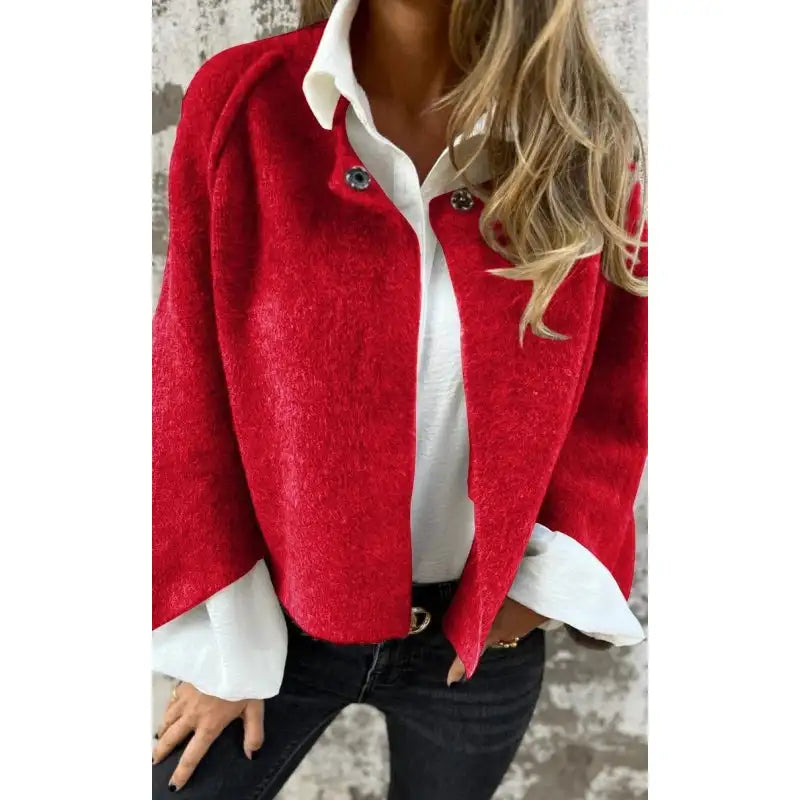 Cropped Open Front Cardigan - Long Sleeve