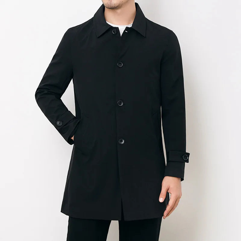 Trench Coat - Mid Length Button Front with Smart Fit