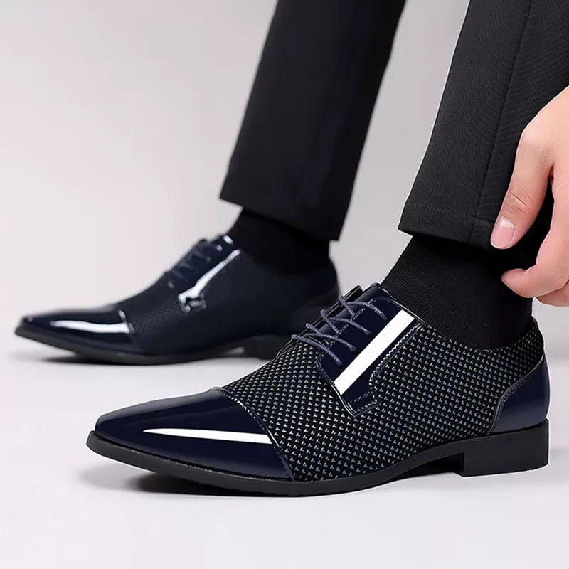 Oxford Dress Shoes - Lace Up with Contrast Texture Detail
