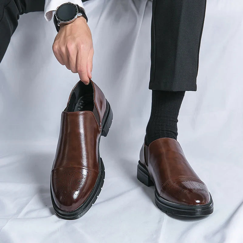 Slip On Dress Shoes - Classic Formal Cap Toe Design