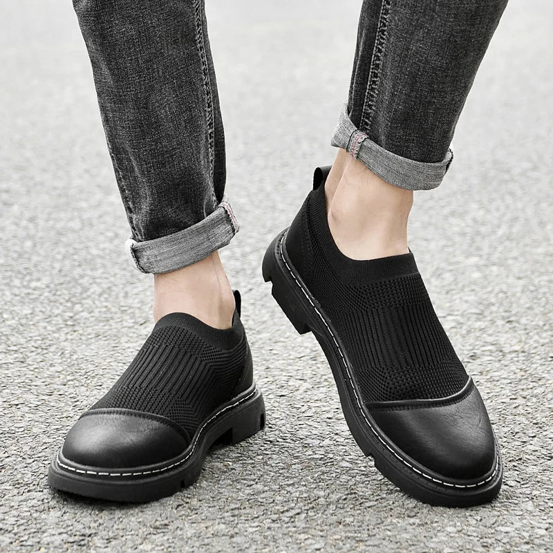 Slip On Trainers | Ribbed Knit Design with Round Toe