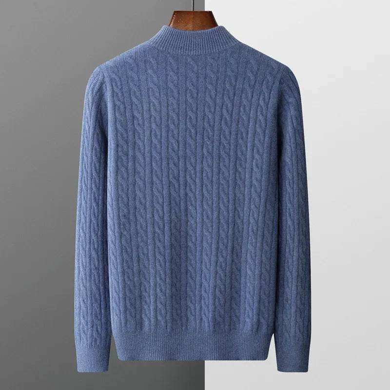 Half Zip Jumper – Cable Knit with Ribbed Collar