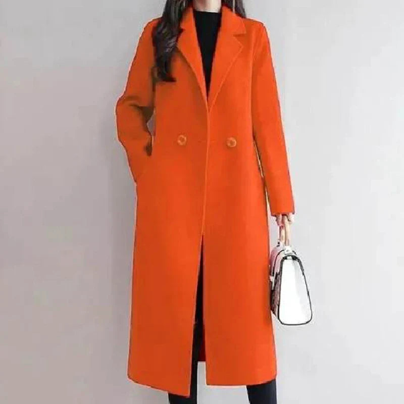 Long Winter Coat | Classic Double Button Style