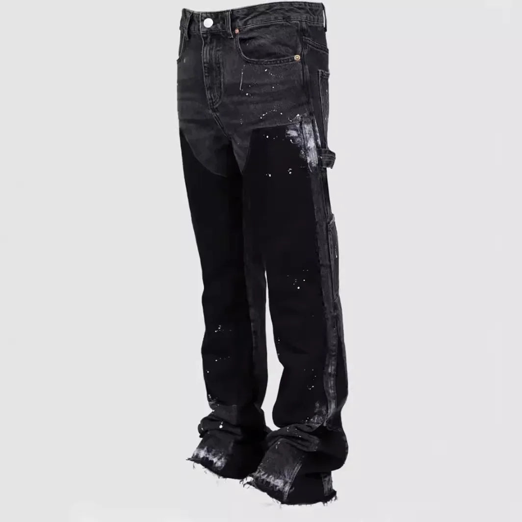 Straight Leg Jeans - Street Style Stacked Hem