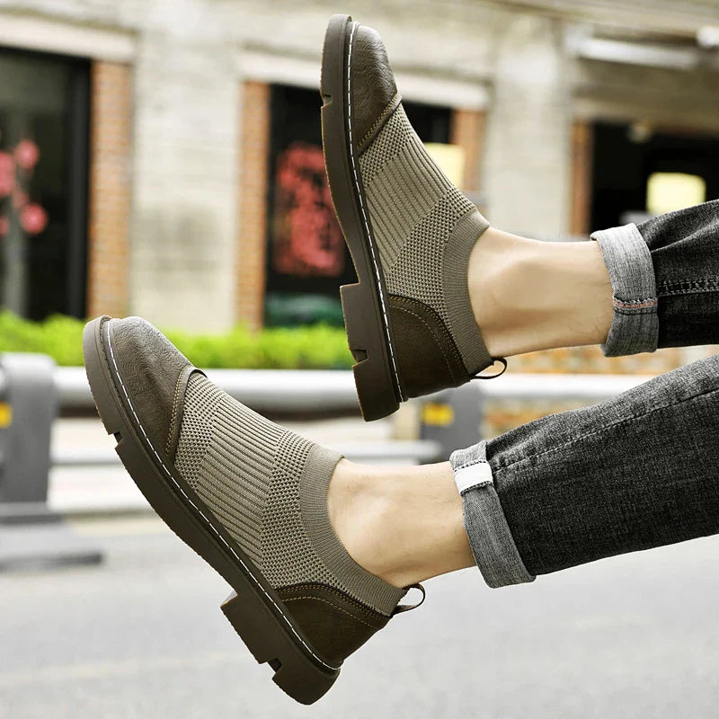 Slip On Trainers | Ribbed Knit Design with Round Toe