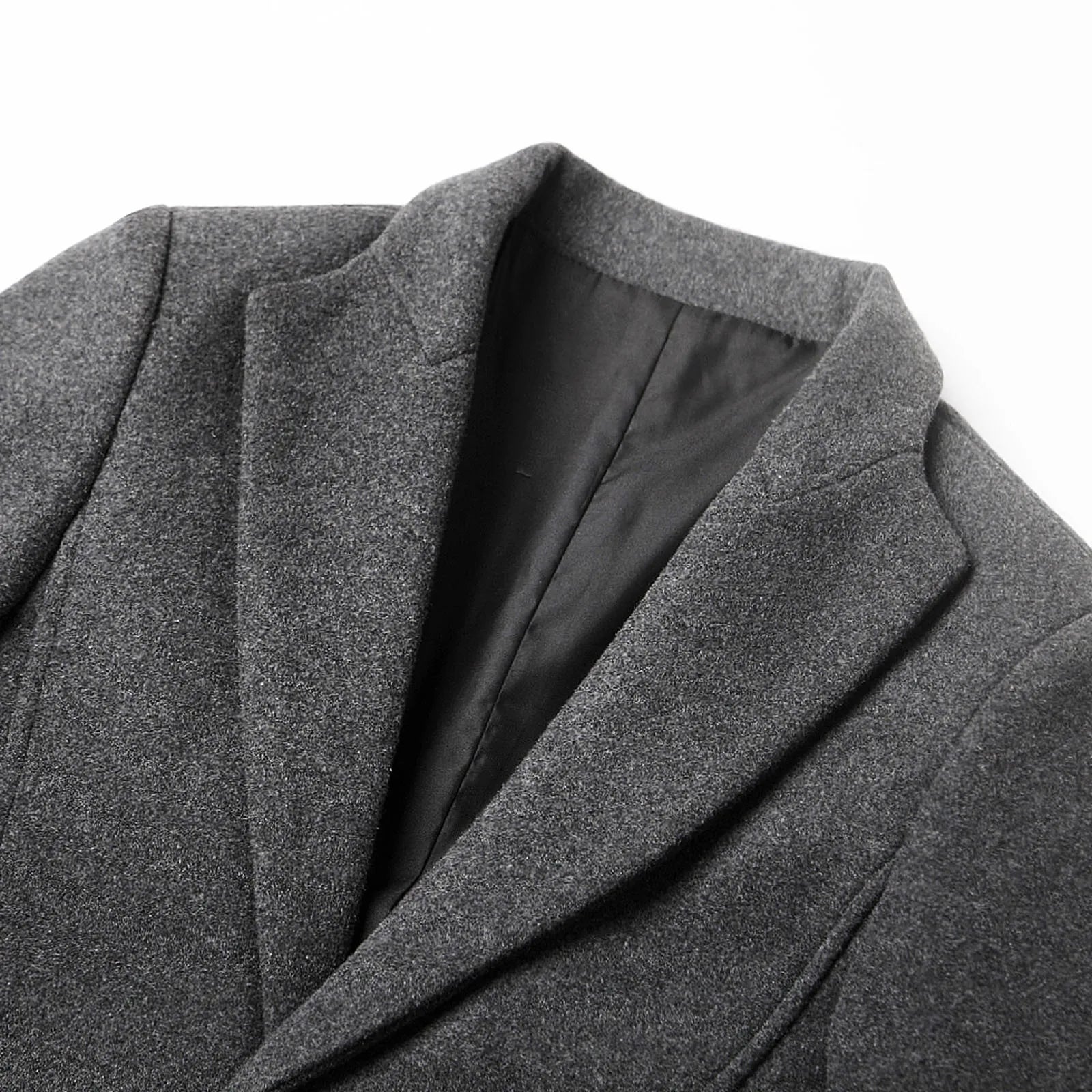 Long Overcoat - Classic Button Front with Notch Lapels