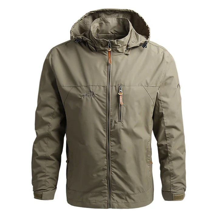 Hooded Windbreaker Jacket | Zip Front with Adjustable Drawstring