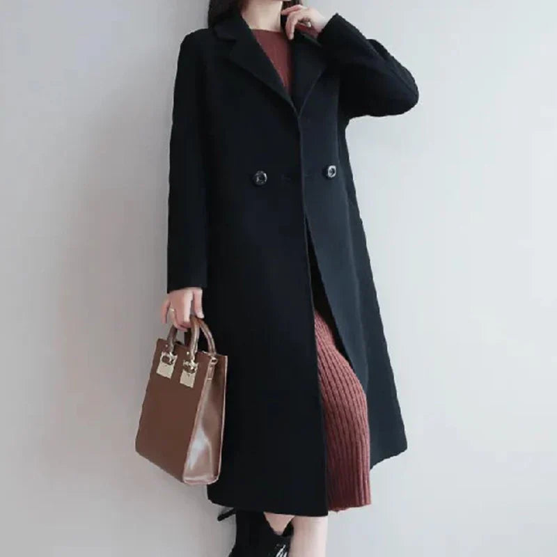 Long Winter Coat | Classic Double Button Style
