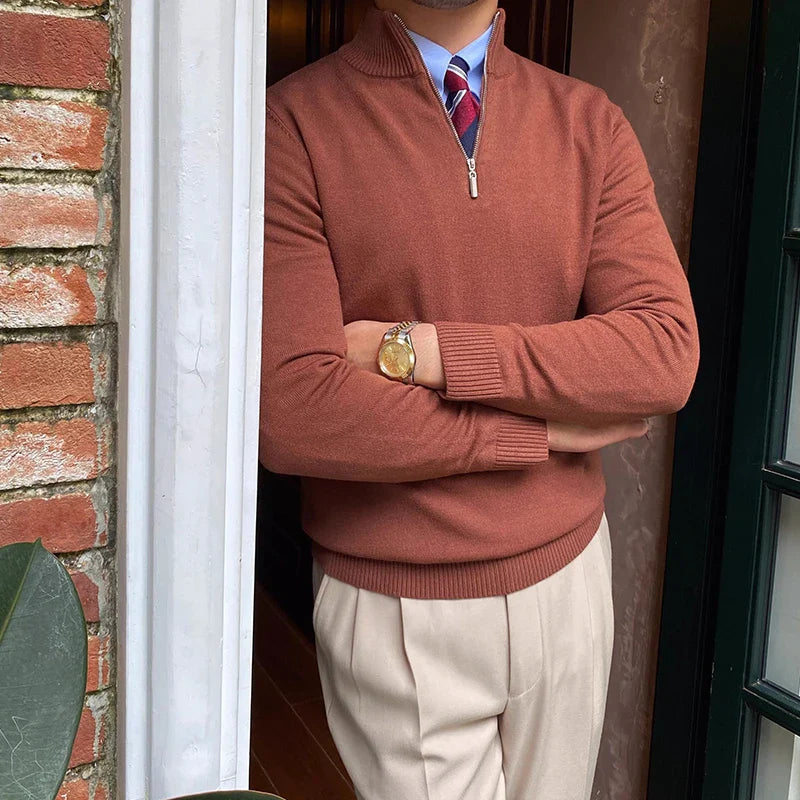 Half Zip Jumper - Slim Fit Knitted Pullover