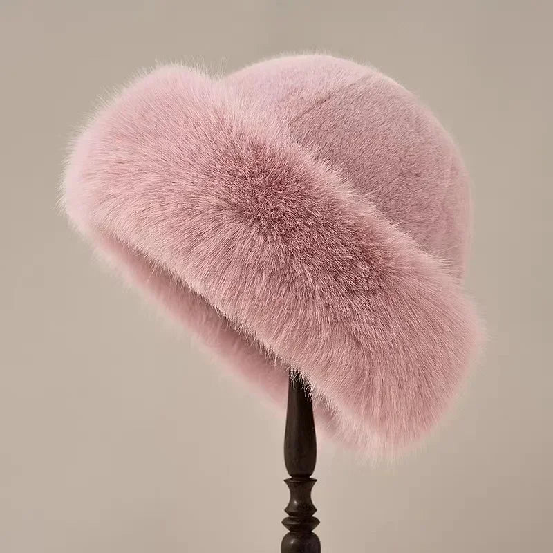 Faux Fur Hat | Wide Brim Winter Style