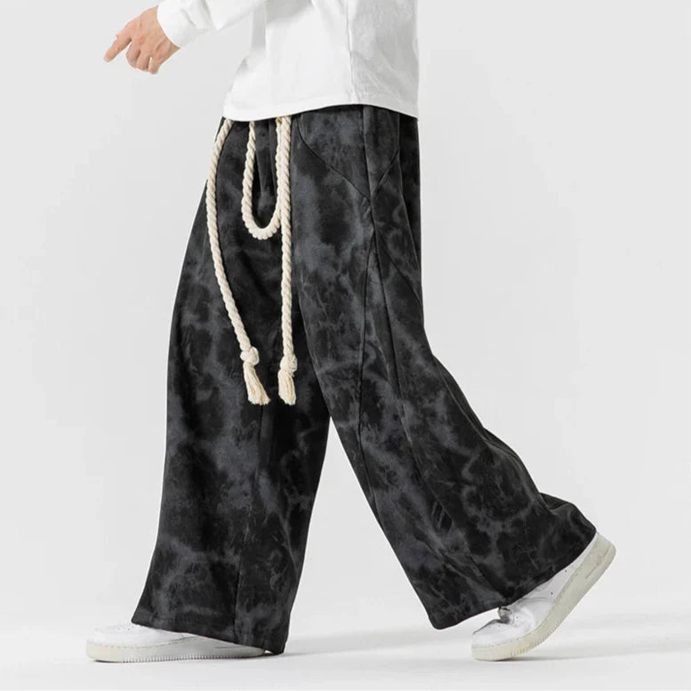 Wide Leg Lounge Trousers - Rope Belt Detail
