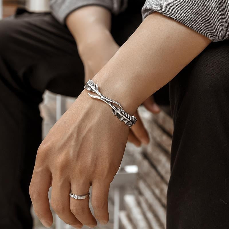 Men's Feather Flow Open Cuff Bracelet