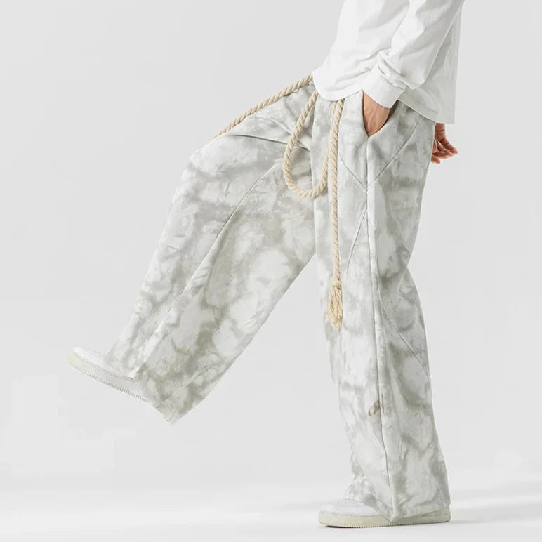 Wide Leg Lounge Trousers - Rope Belt Detail