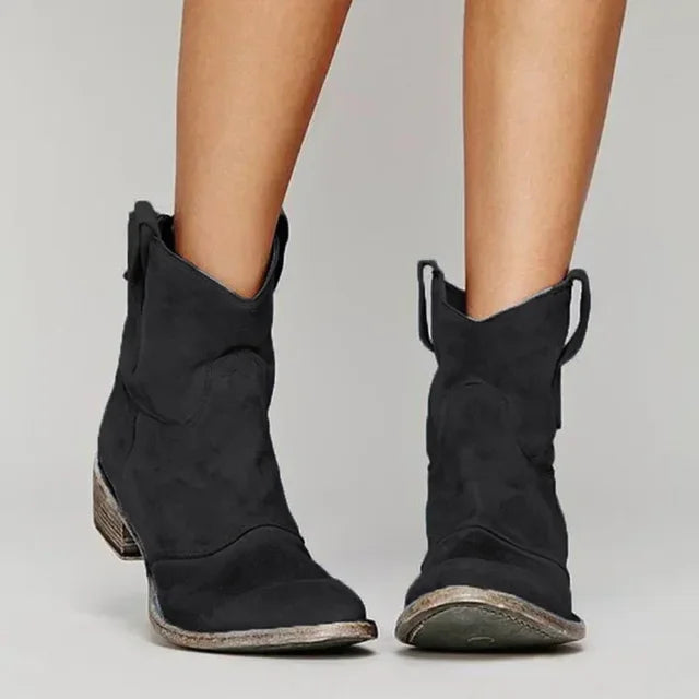 Cowboy Ankle Boots - Pull Tabs and Western Silhouette