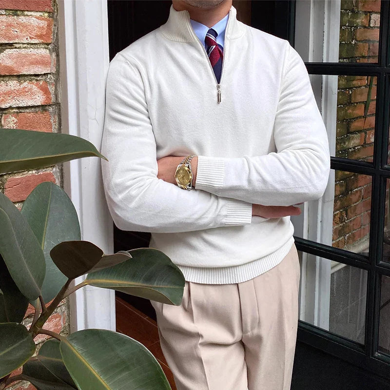 Half Zip Jumper - Slim Fit Knitted Pullover