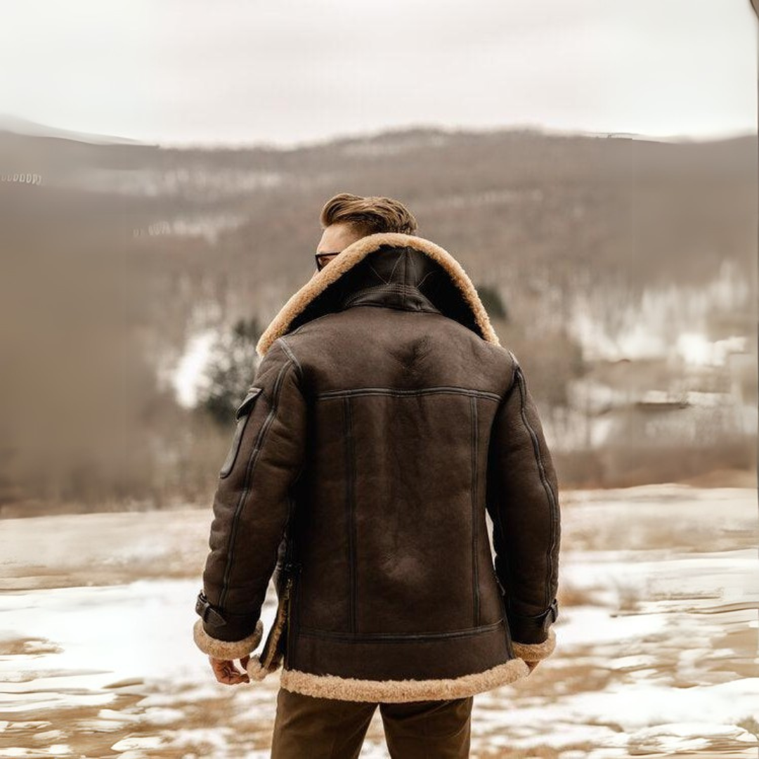 Aviator Jacket | Shearling Collar and Cuffed Design