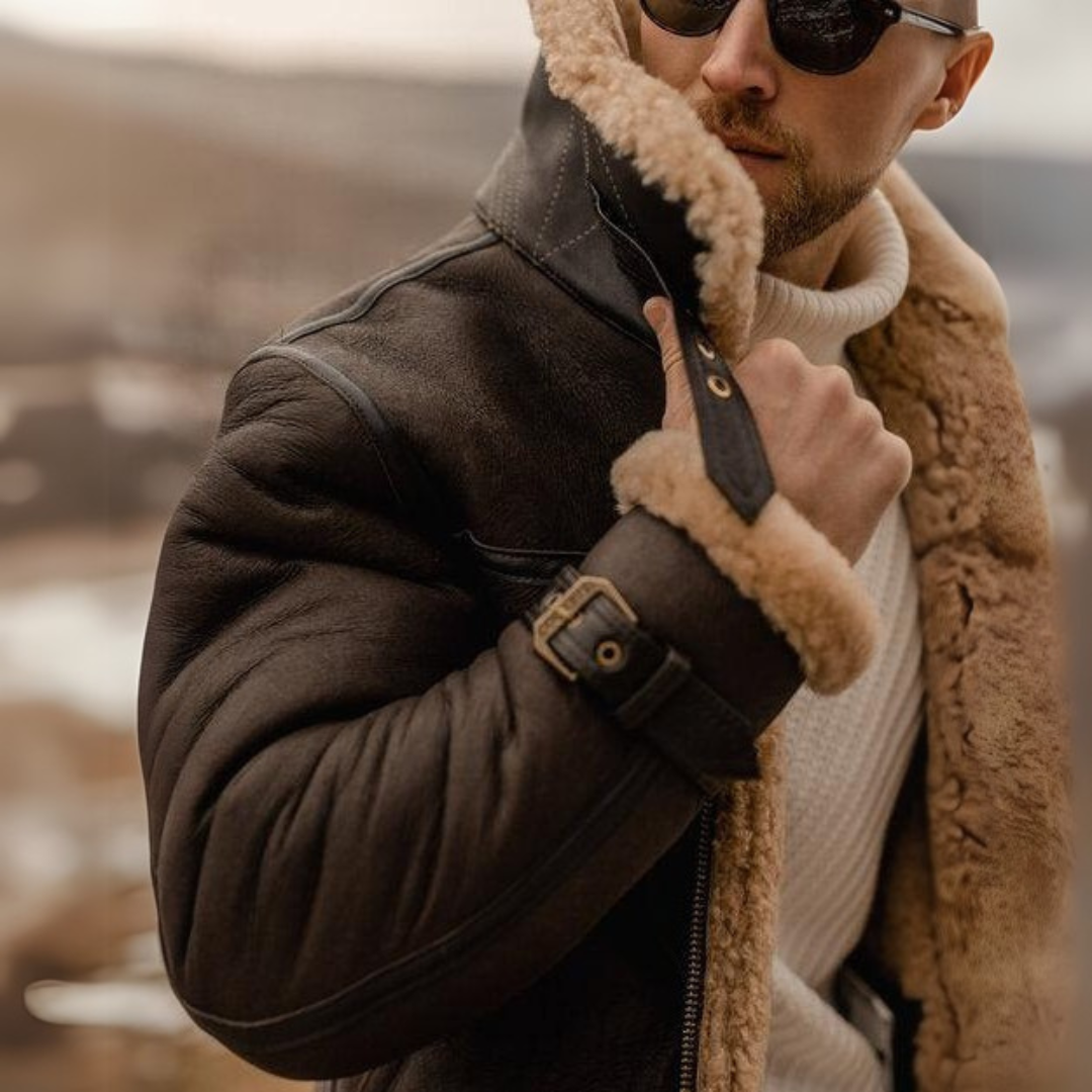 Aviator Jacket | Shearling Collar and Cuffed Design