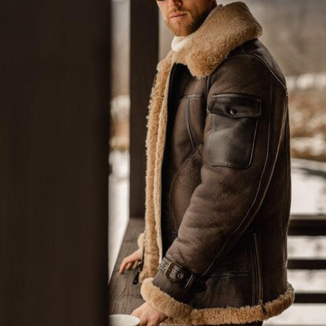 Aviator Jacket | Shearling Collar and Cuffed Design